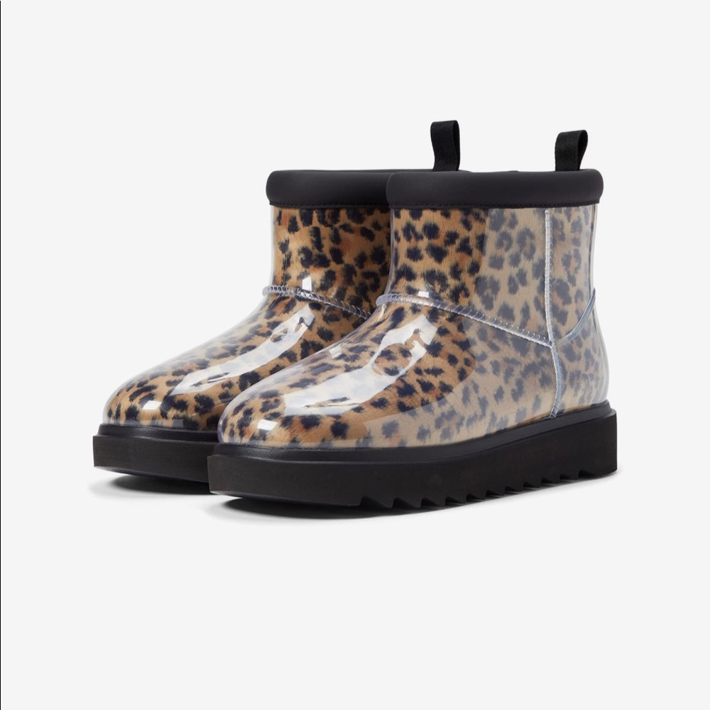 Koola Clear Leopard Print Chelsea Rain Boots